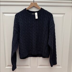 J.Crew Navy cable knit sweater NWT